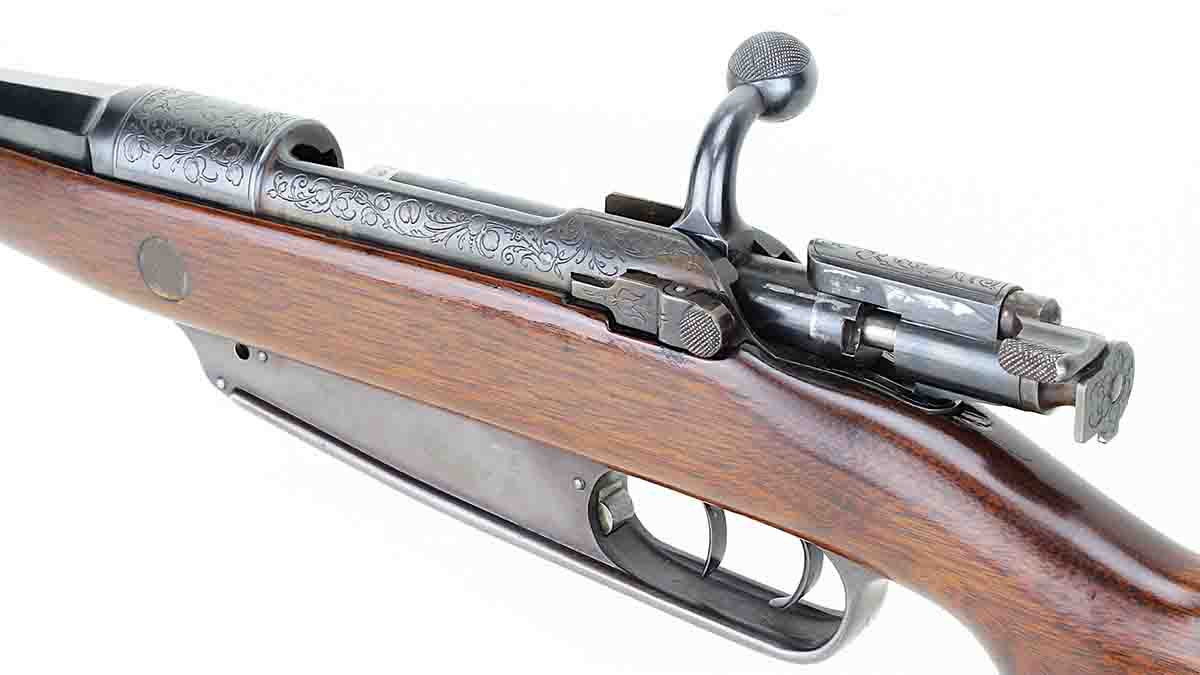 The split receiver bridge of the 1888 Mauser-Mannlicher action is today considered a weak point. It also presents a problem for easy scope mounting.